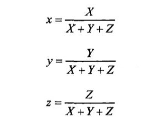 x、y、z色度坐标计算公式